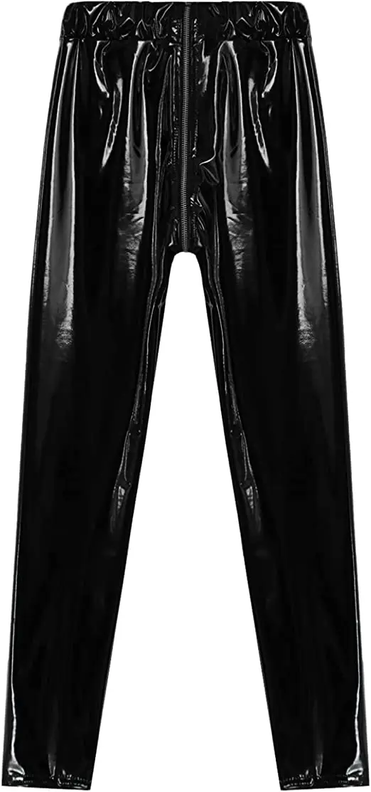 Women Sexy Zipper Open Crotch Pencil Pants Faux Leather Leggings Gothic Capris Pencil Pants/High quality women leather pants