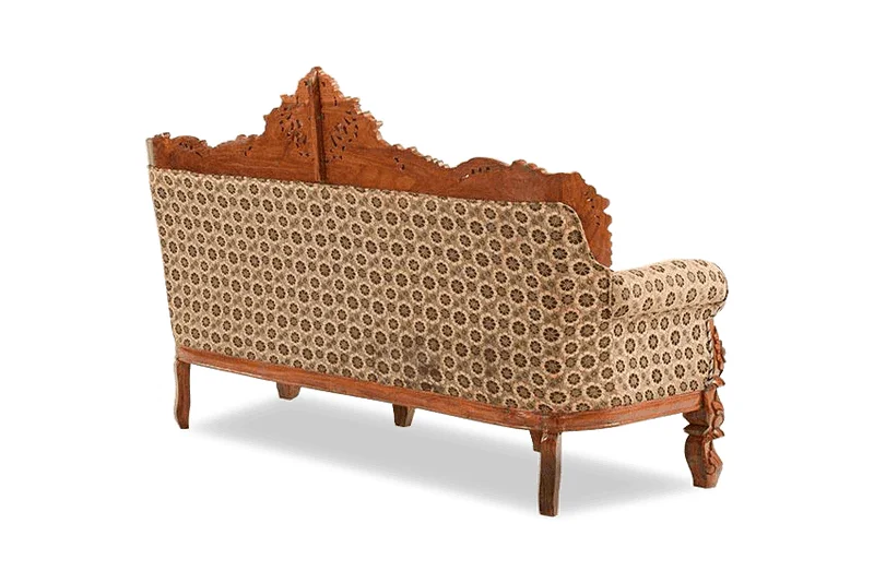 OEM Custom Made Solid Wood Czar Carved Sofa Set with natural Polished Wooden Made For Sale By Exporters