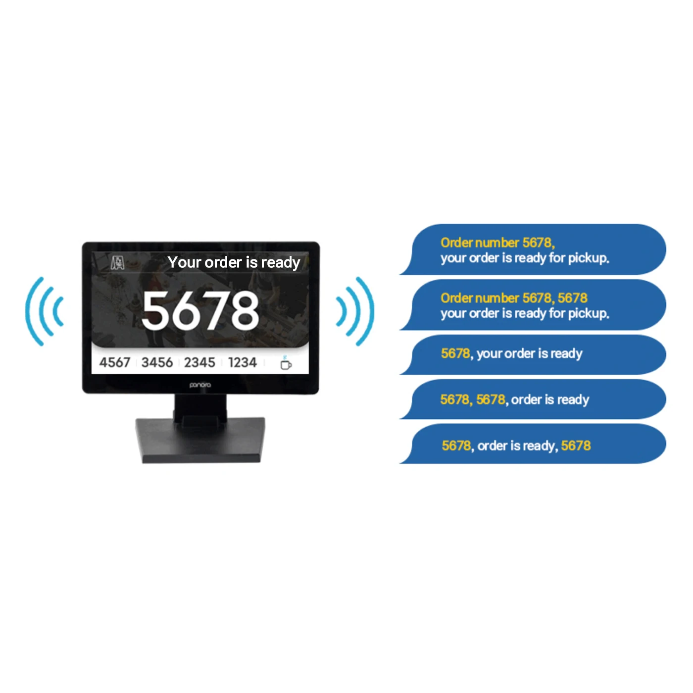 [Panora] Kitchen Food Self Order Management Restaurant Kds Kitchen Display POS System Number Order Display Screen
