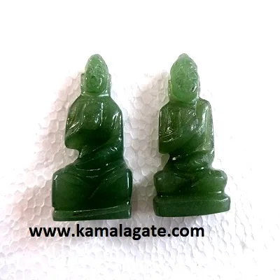 Handmade Green Mica Agate Buddha Sculpture Natural Gemstone Craft Semi-Precious Stone Carved Buddha Chakra Style Healing Pattern