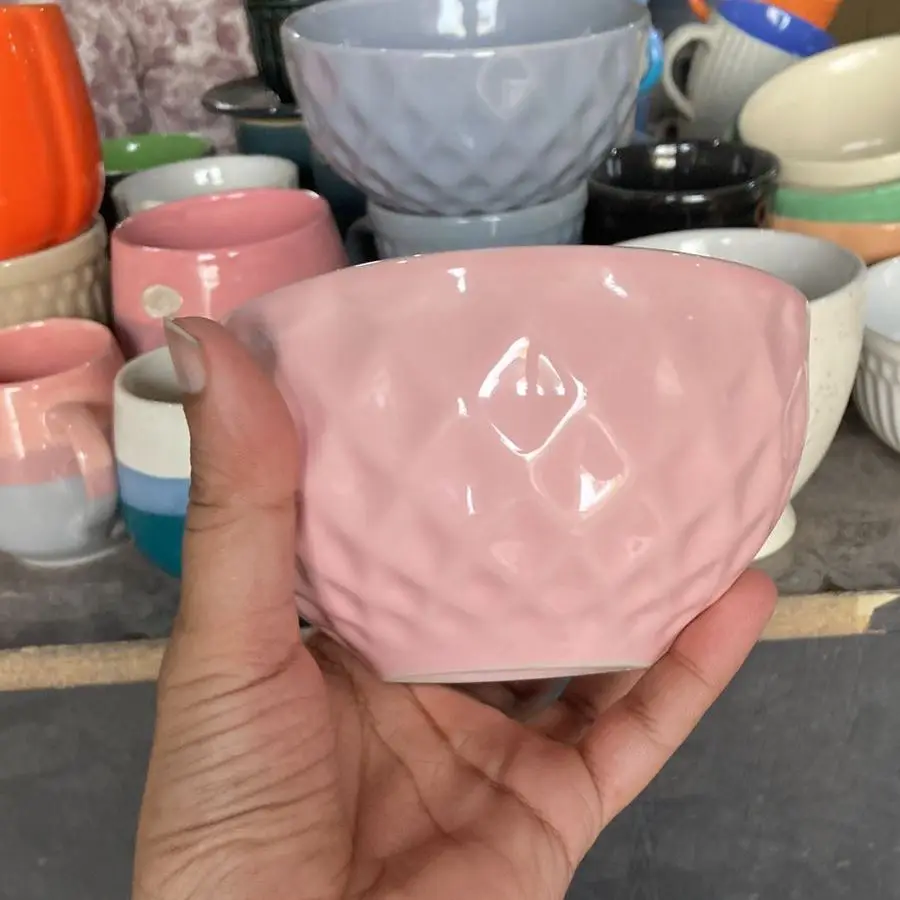 Best Quality Creative Design Small Stoneware Ceramic Bowl Light Weight Polished Print Dinnerware Parties Custom Directly India