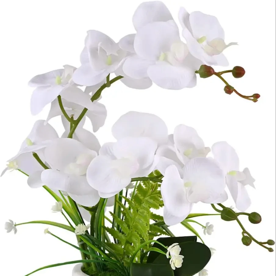 THAOF-124 Latex Artificial Orchid Flower Faux Flower Orchid Bonsai Plants Arrangement for Home Wedding Party