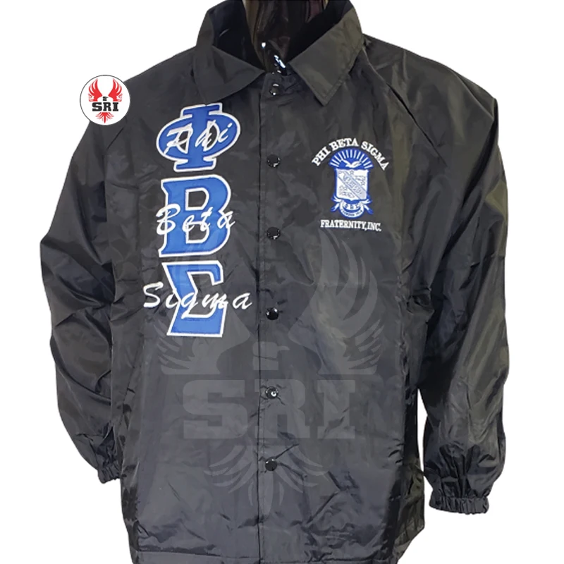 Phi Beta Sigma Fraternity Embroidery Men Polyester Coaches Jacket | PBS Fraternity Embroidered Boys Custom Made Line Jacket