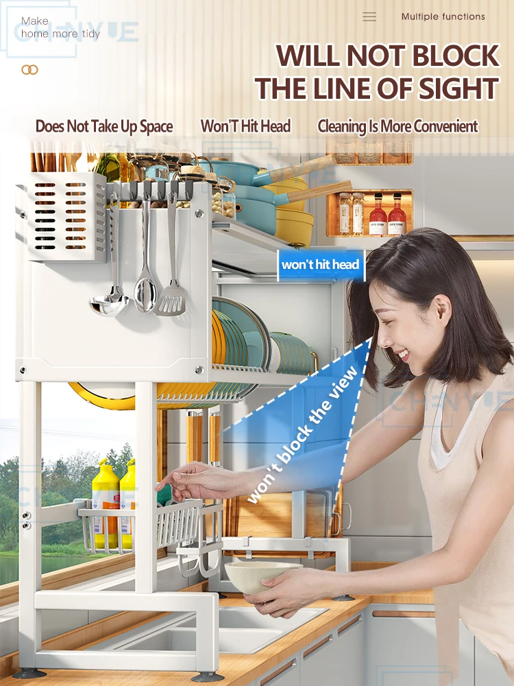 Hot Selling flip cover dish drying rack over the sink multifunction dish drainer rack storage holders sink dish drying rack