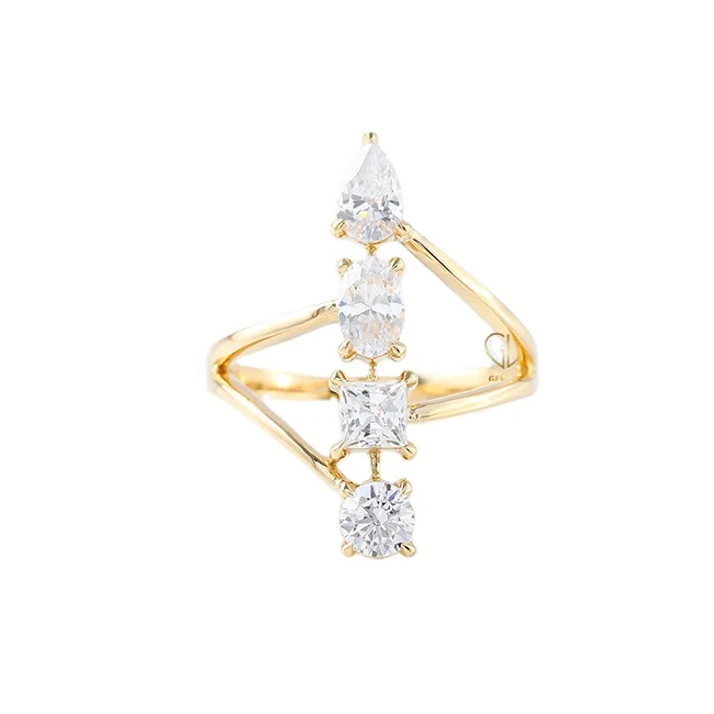 Elegant Looking New Arrivals Latest Design Fancy Cut VVS Moissanite Diamond Split Shank Swirl Engagement Ring For Women