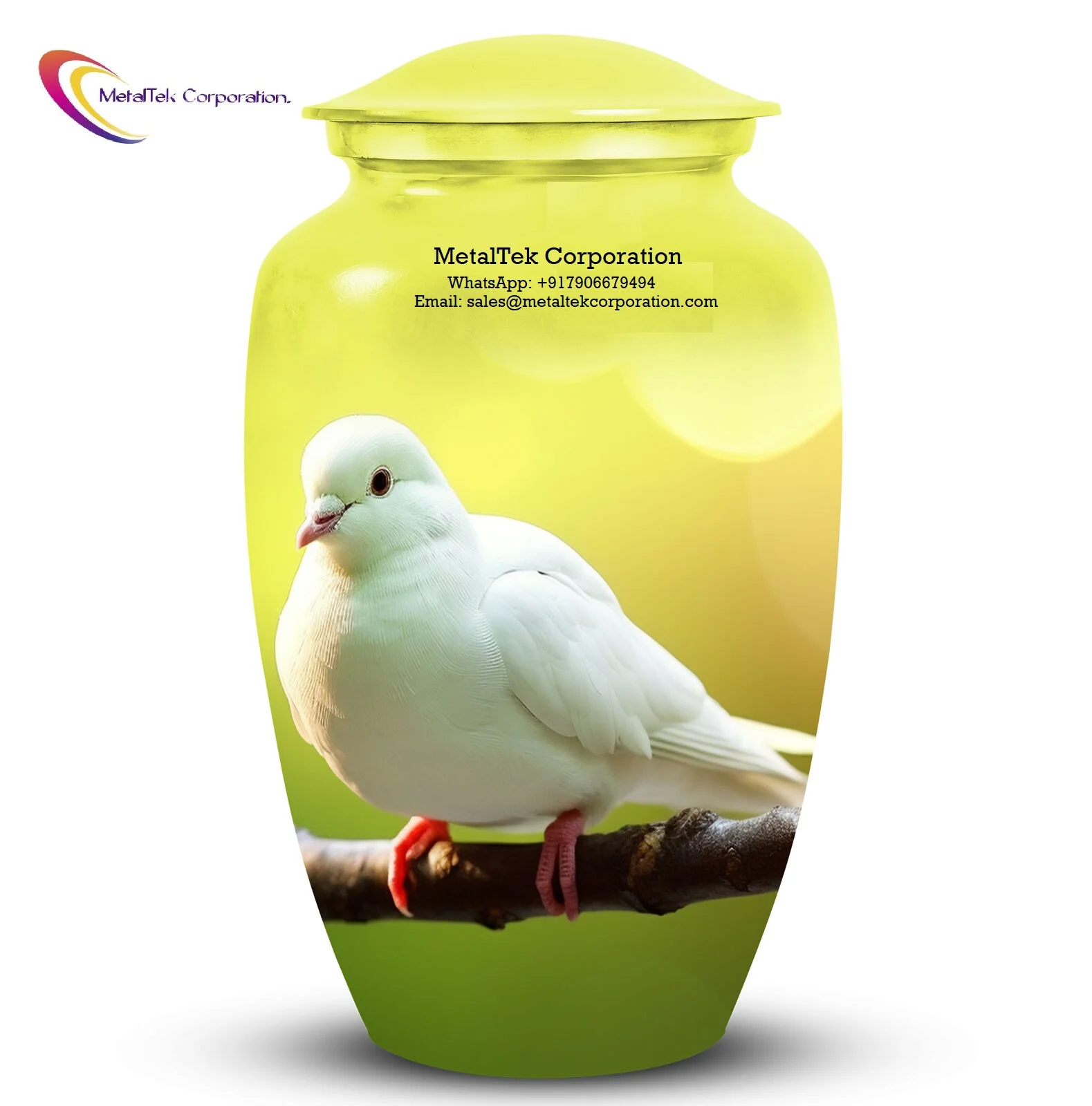 Symbol of Peace White Pigeon Dove Bird Aluminum Cremation Urns For Adult Human Pet Cremated Ashes Humain Remain Keepsake Storage