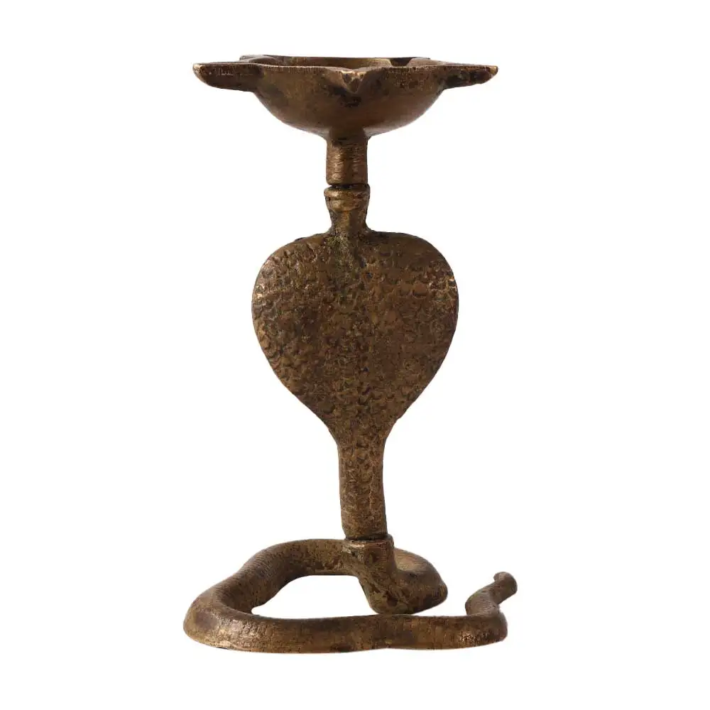 Traditional Antique Vintage Brass Cobra Diya Deepak Oil Lamp Diwali Puja Article Home Temple Decoration Ornaments SNE-382