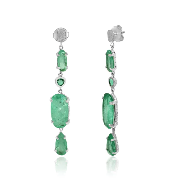 fashion new design emerald quartz earrings 925 sterling silver gemstone drop earring jewelry for women
