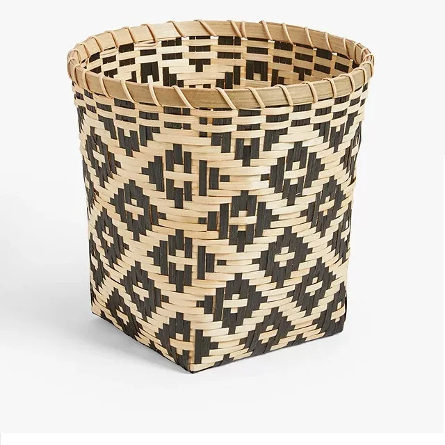 Хит продаж, новый дизайн, черные белые бамбуковые корзины для хранения, корзины для белья, плетеная корзина для хранения растений и цветов ручной работы