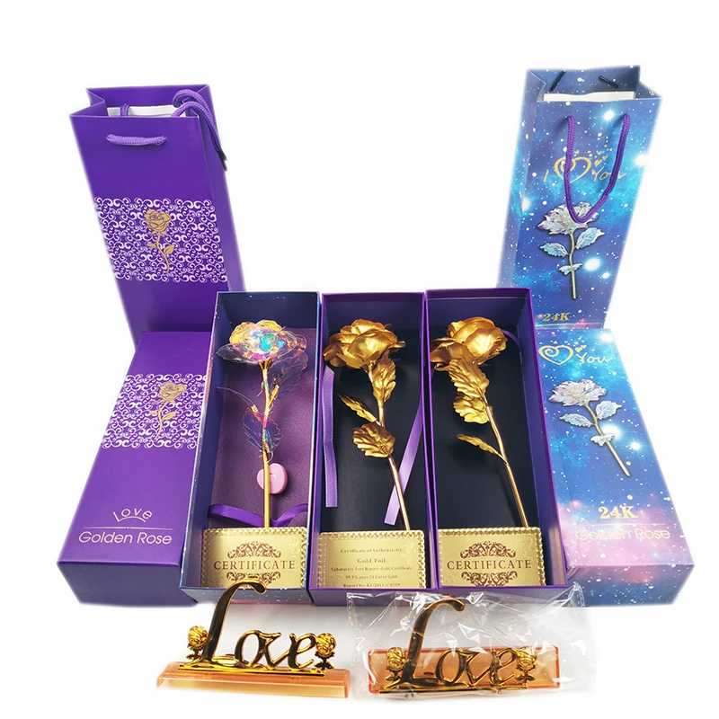 Everyone Love 24k Gold Foil Rose Flower Wedding Creative Gift 24k Golden Rose For Women