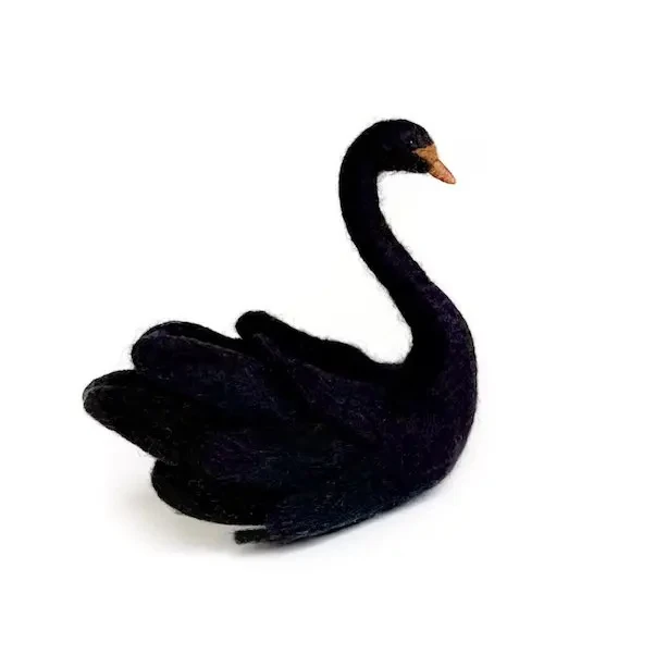 Handcrafted eco-friendly felt wool swan sculptures, perfect for home decor, nursery accents, and unique gifts