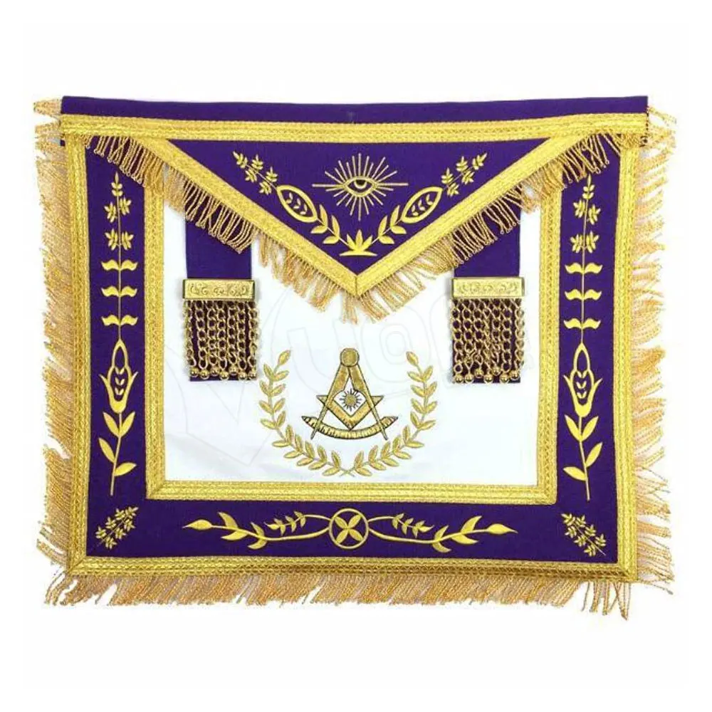 Masonic Grand Lodge Past Master Apron Hand Embroidery Bullion Masonic Apron