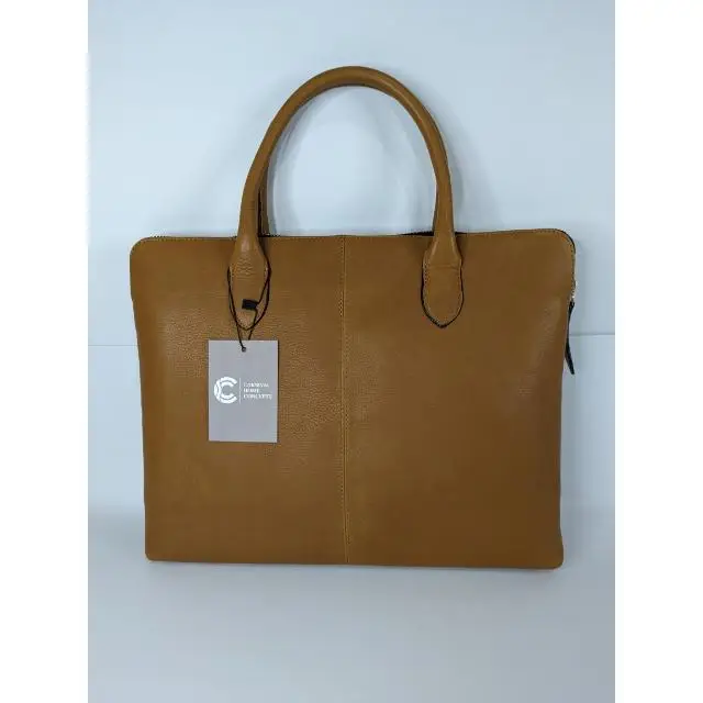 India Custom Fashion Business Laptop Bags Twin Handle Wholesale Genuine Leather Good Quality Office Daily Uses Laptop Brown Bags