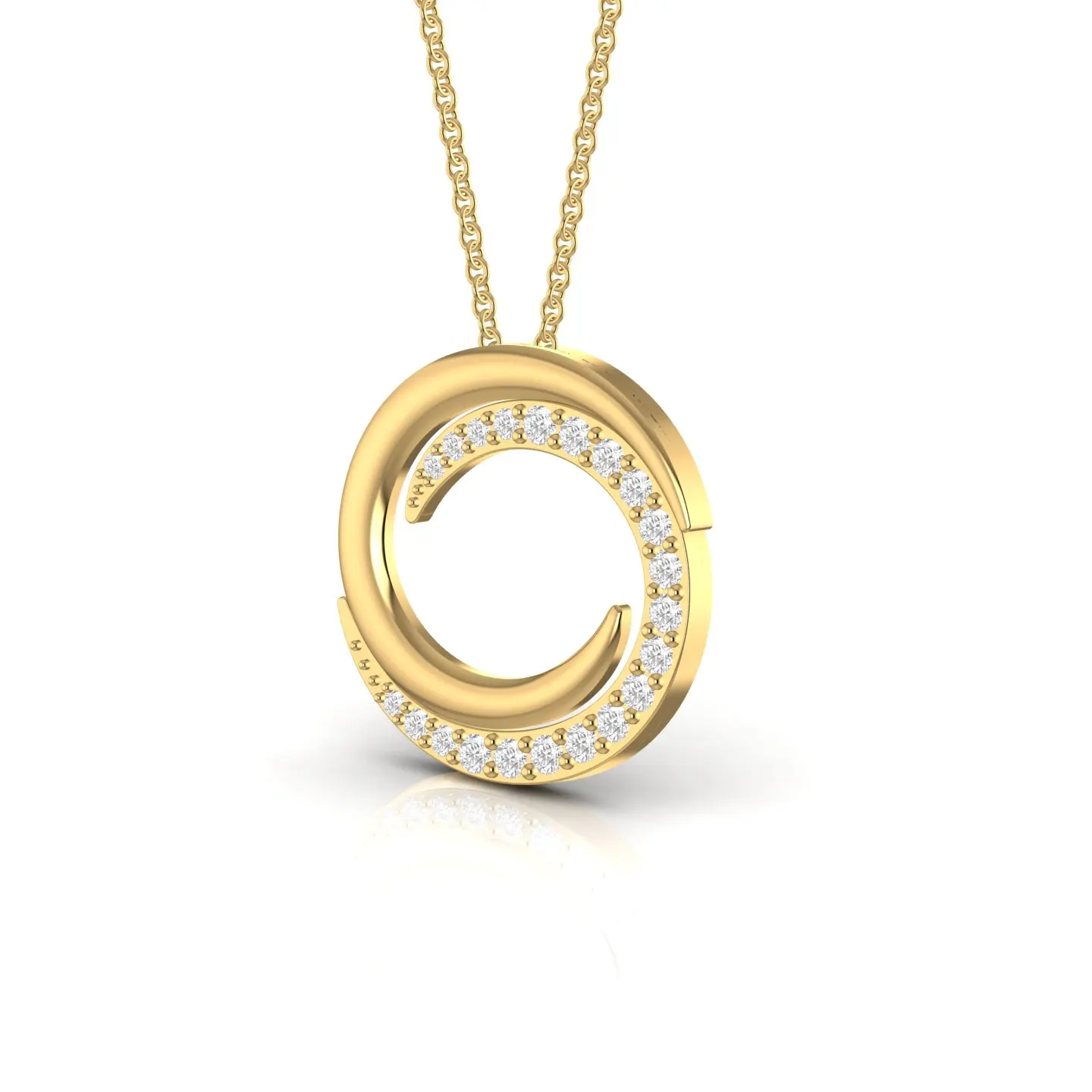 Natural Diamond Bypass Circle Pendant 14kt Solid White Yellow Rose Gold 1.76 Gram Fine Religious Women Party Trendy Birthday