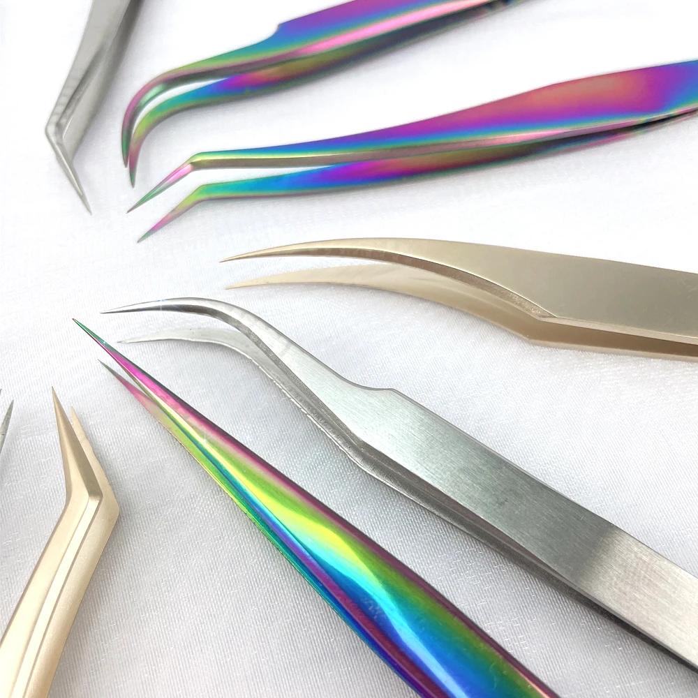 volume tweezers set with fiber tips stainless steel high quality dumout vetus classic volume eyelash tweezers set with logo