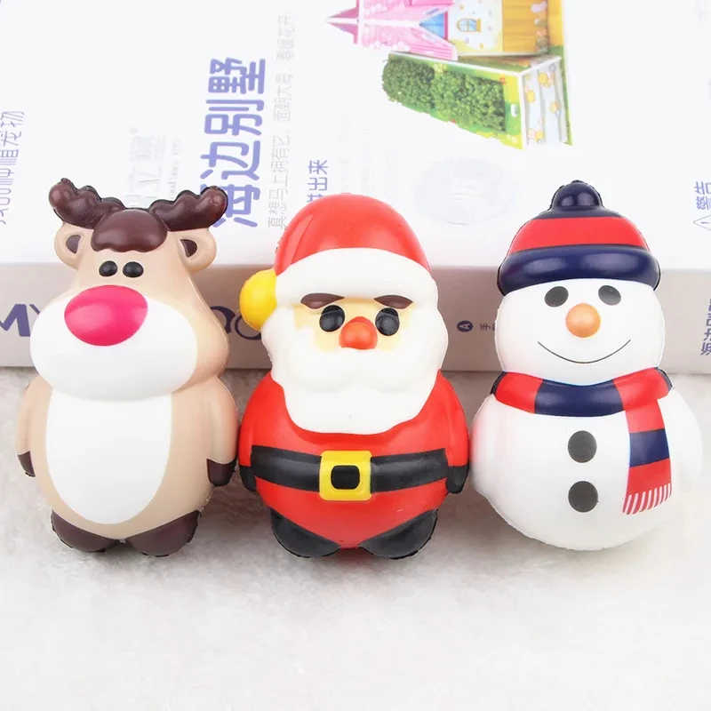 PU Santa Christmas Tree Snowman Squeeze Stress Ball Slow Rising Stress Relief Christmas Themed Squishy Fidget Toy For Kid
