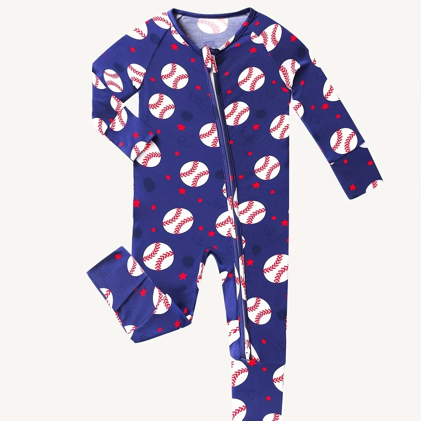 New Design custom bamboo baby romper baby boy pajamas infant soft and comfortable onesie print baseball bamboo baby sleeper
