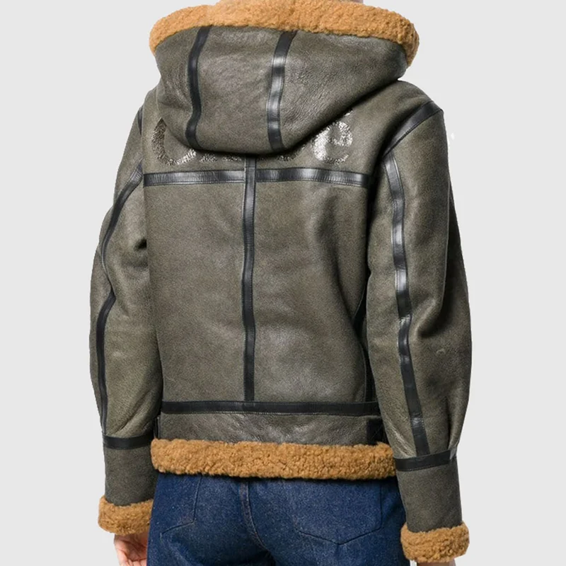 Genuine faux finished type b3 real bomber jacket sheepskin leather jacket motorcycle genuine b3 leather jacket