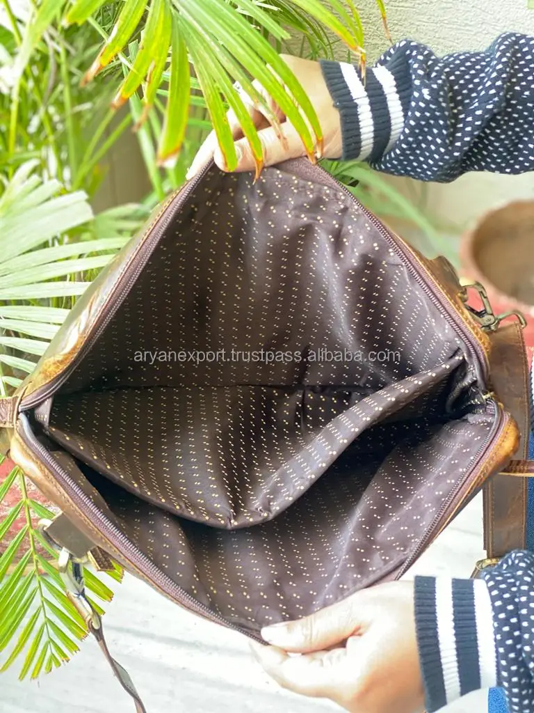 Real Handmade Crunch Leather Office Use Messenger Bag Laptop Leather Bags Leather Men Briefcase Crunch Slim Briefcase