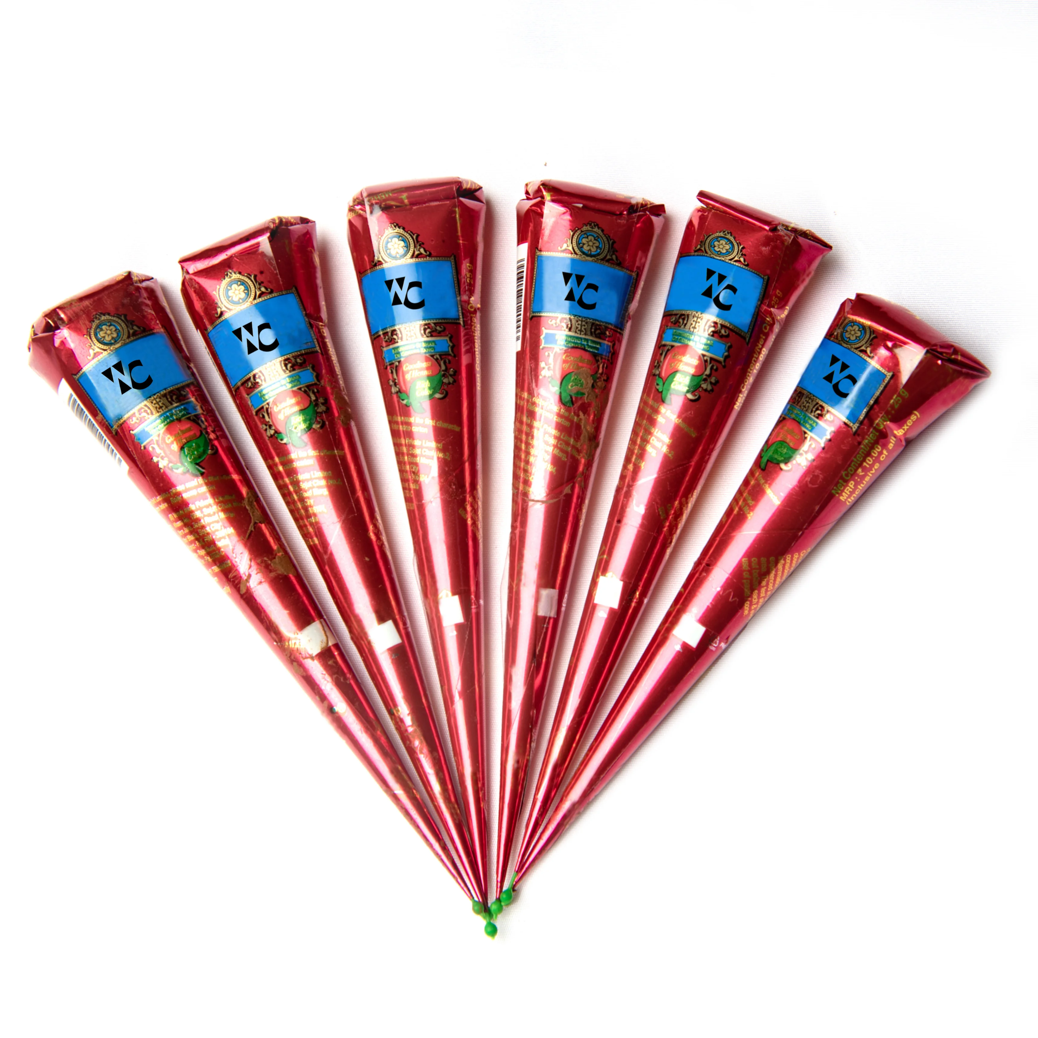 Indian Organic Henna Mehndi Waterproof Cone Temporary Body Art For Wedding Engagement Function 6pc Natural body art for festival