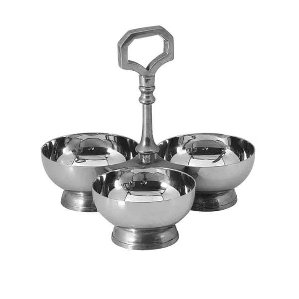 Custom Shape Decorative Handmade Design Melamine Finishing Fruit Salad Serving Bowl Aluminium Metal Rounded Sweet Serving Bowl