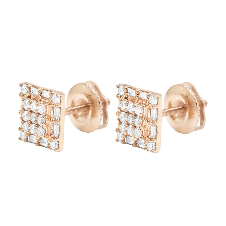 IGL Certified VVS 1.13 TCW 5.23 Grams Baguette Moissanite Diamond Square 14K Solid Gold Earring Wedding Gift Exclusive