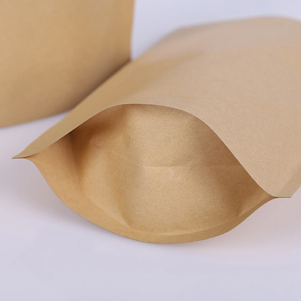 Paper For With Craft Powder Packaging Functional Food Kraft Stand Up Spice Bags Valve And Coffee Tea Flat Gusset Zipper Bag