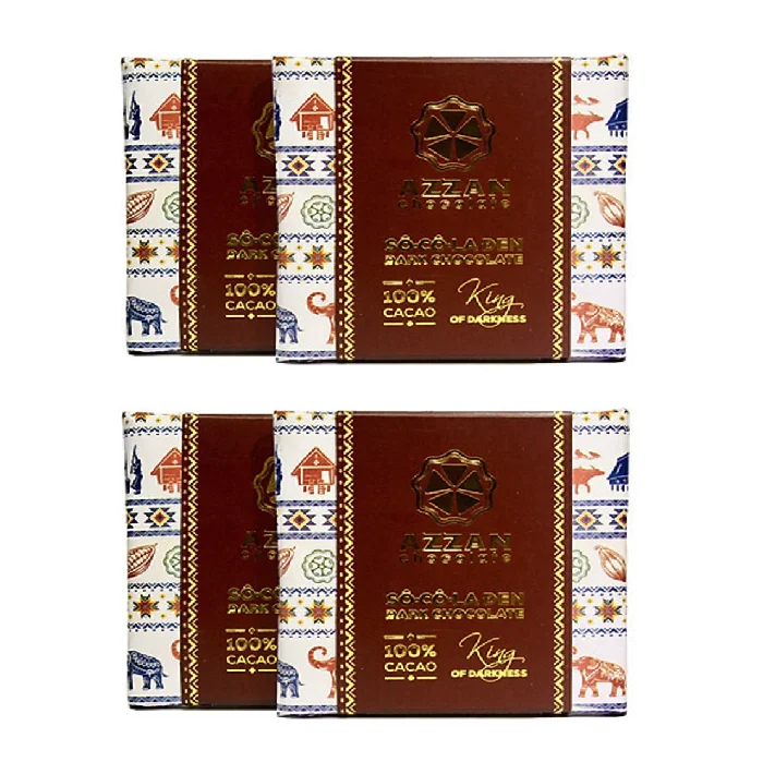 Premium Slightly Bitter And Sour Taste Distinct Cocoa Flavor Azzan Dark Chocolate 100% Cacao Made In Vietnam