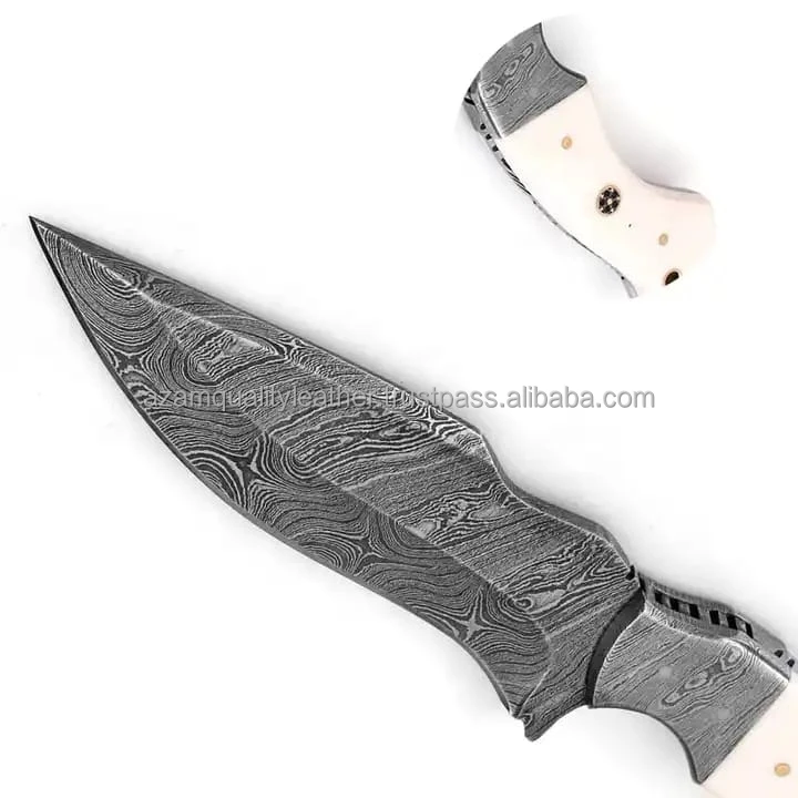 Custom handmade Damascus Hunting knife with leather sheath High quality best for sale hunting knifes