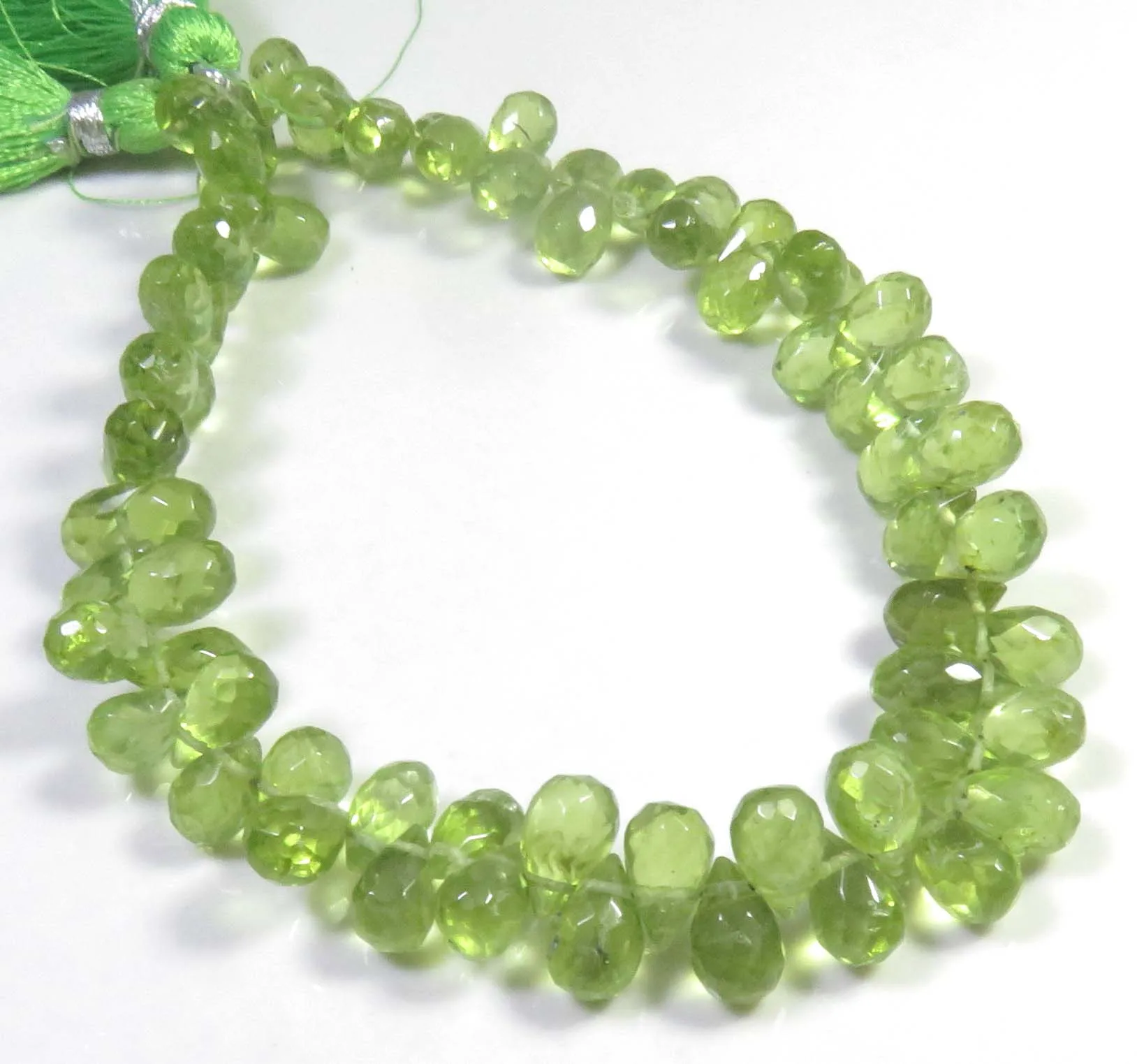Natural Green Peridot Teardrop Beads 7-8mm Beautiful Peridot Faceted Beads 8 Inches Strand Chrysolite Gemstone Beads