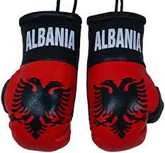 Custom Logo Mini Boxing Car Mirror Keychain Stainless Steel with Excellent PU Leather UV Printing Promotional PK Gloves Hanging