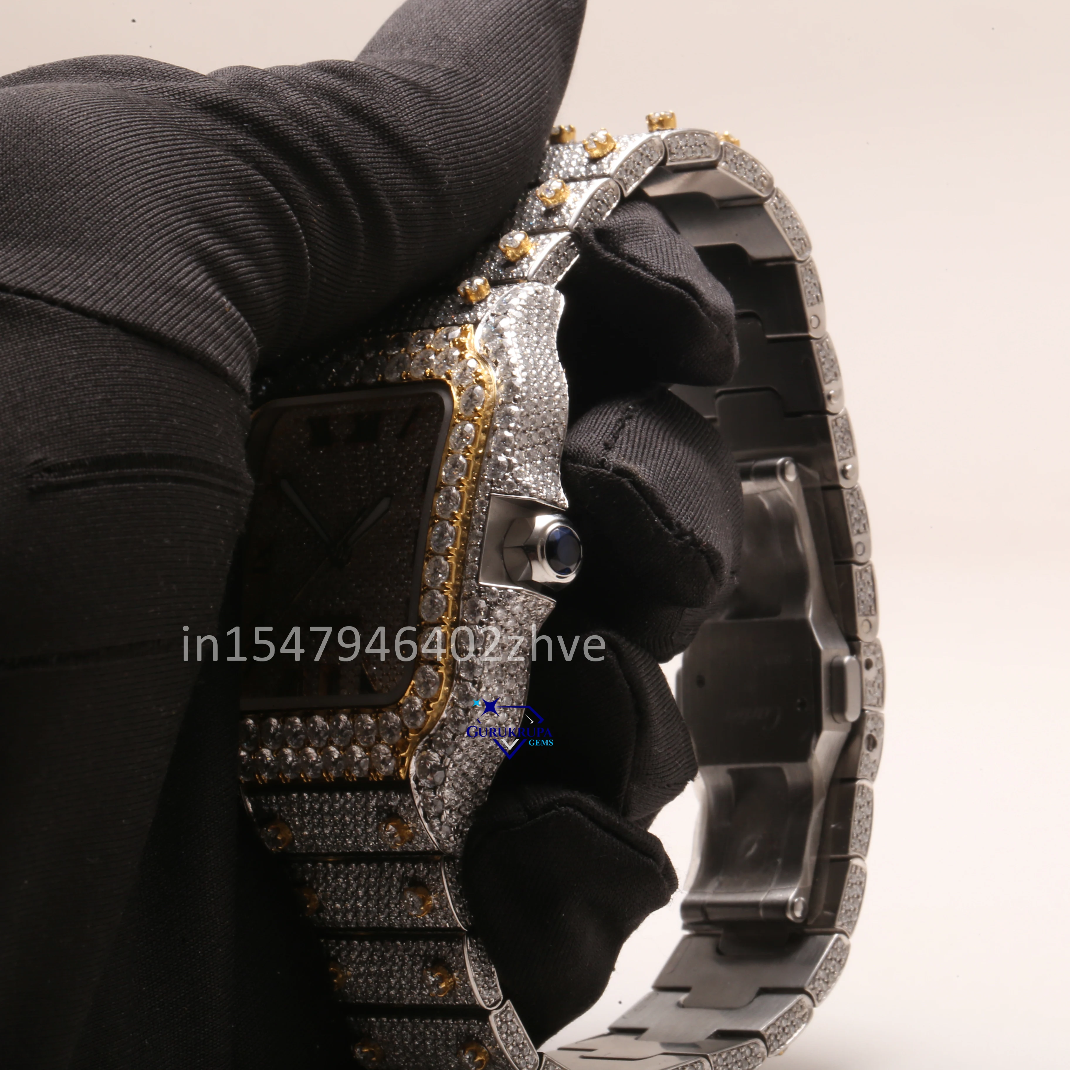 Exclusive stainless steel fully moissanite VVs clarity diamond iced out hip hop mechanical wrist watch for men in vvs clarity