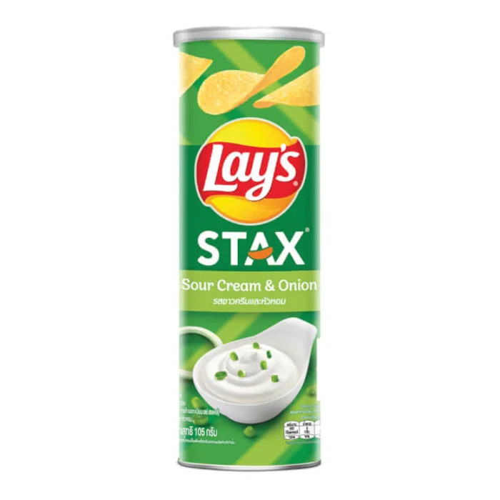 Lays Stax Thai snack with Sour Cream and Onion flavor 103g/Jar, 16 Jars/case made in Vietnam
