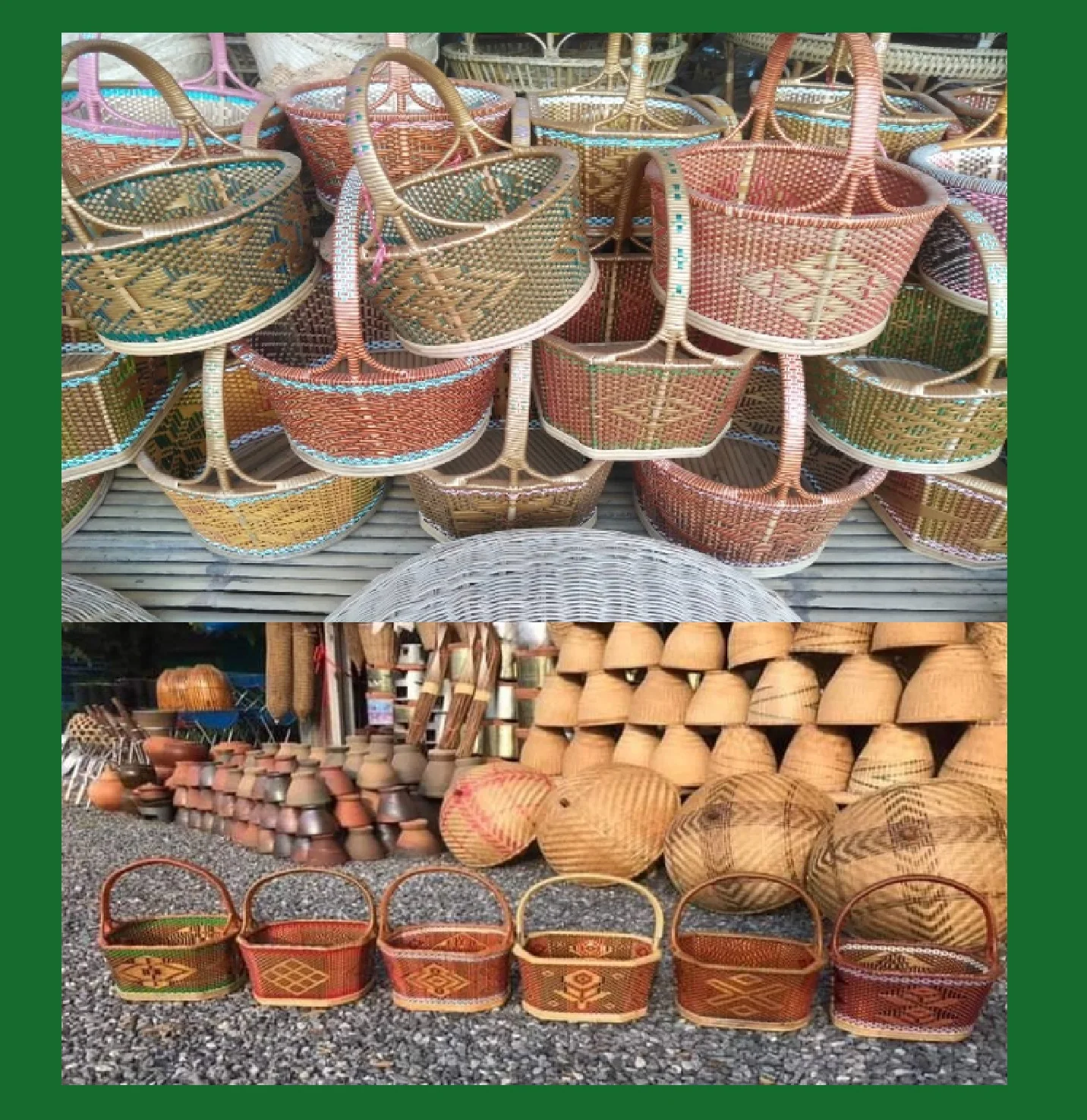 Rattan Woven Storage and Shopping Baskets with Handle Handmade Basket High Quality Product from Thailand