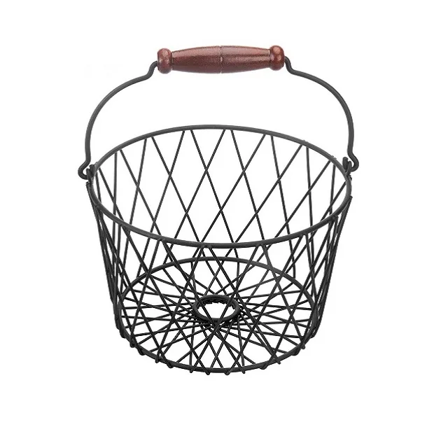 Fancy Design Decorative Fruit Storage Basket Footed Basket Farmhouse Decorative Egg Bowl Metal Iron Wire Basket Home Table