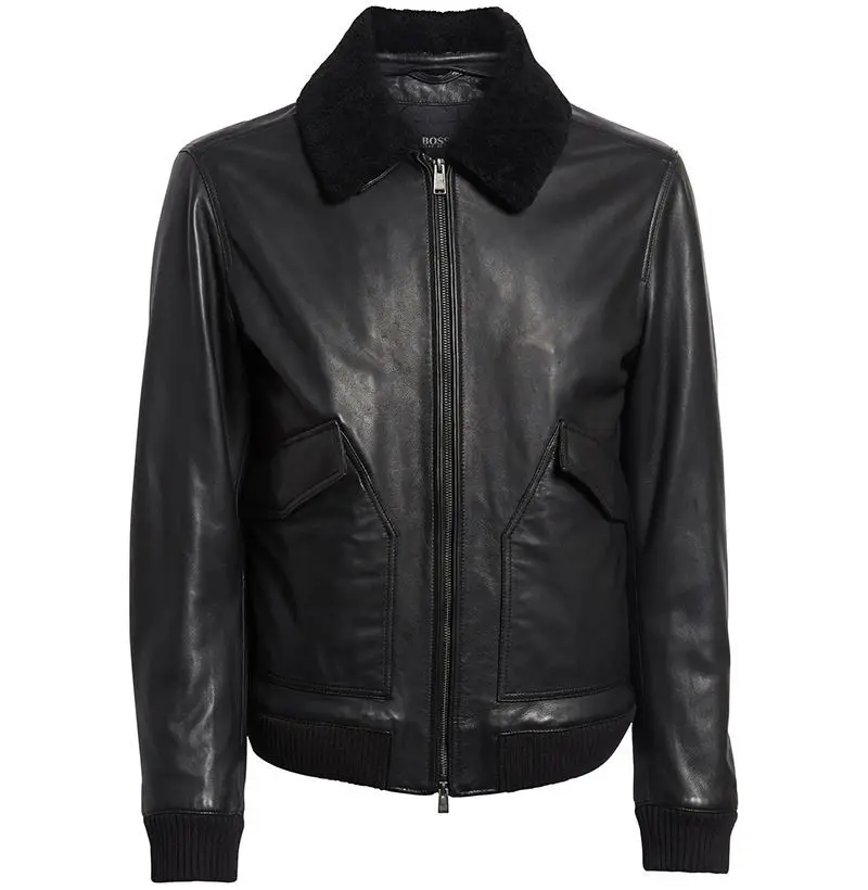 OEM high quality hot sale casual outdoor slim fit stylish pu biker black custom motorcycle leather jacket for men