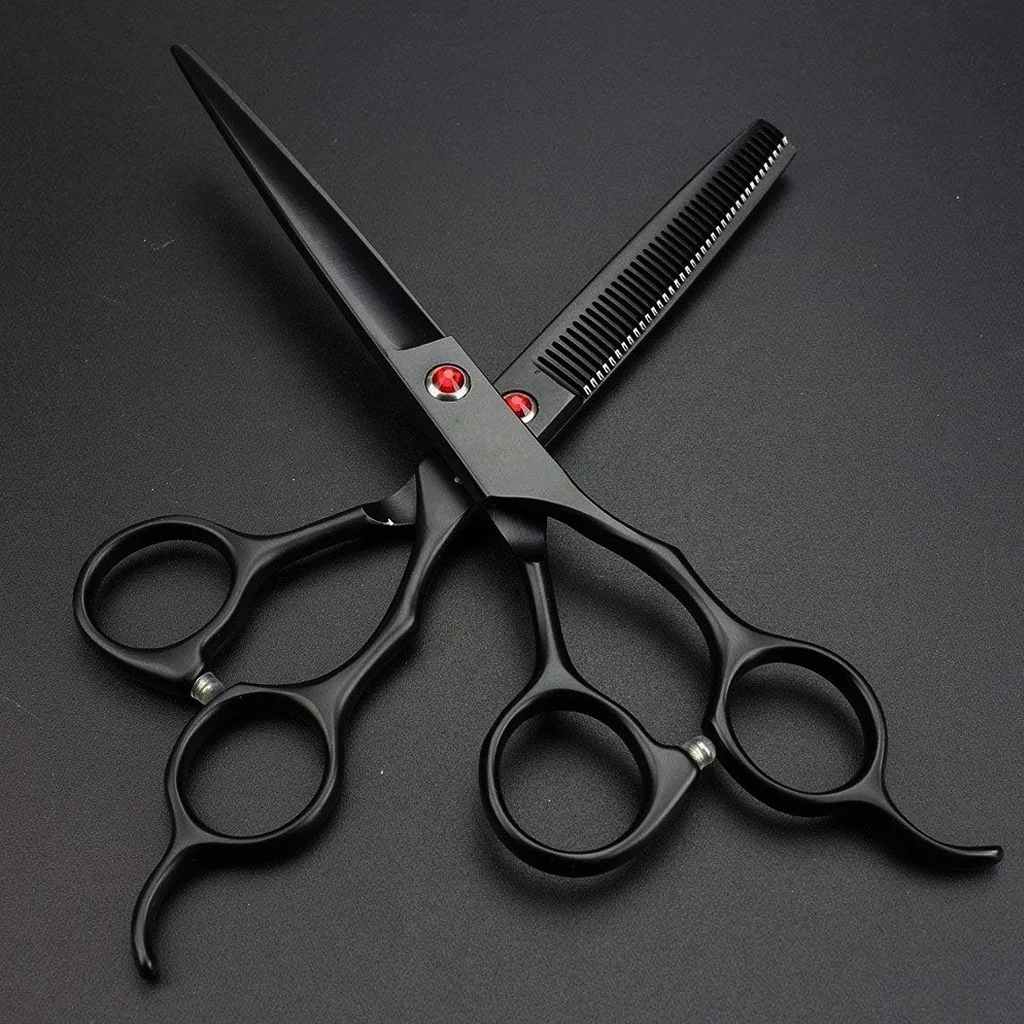 Top Selling Professional Hairdressing Scissors and Hair Style Cut Thinning Scissors Set High Quality Black Hair Cutting Shears