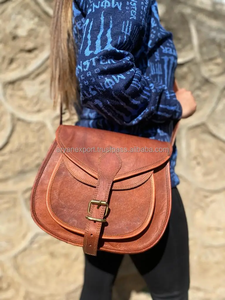 Real Handmade Goat Leather Ladies Handbag Sling Bag