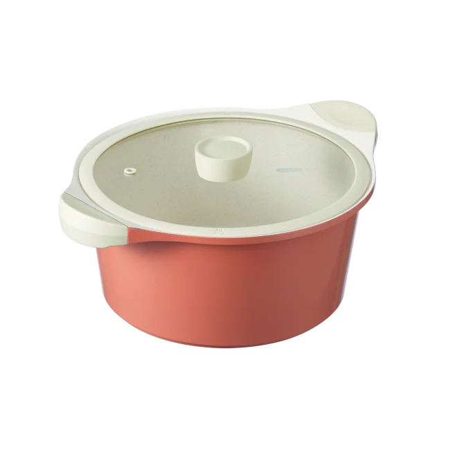 Omi Simple 24cm High Profile Marble Hot Pot Simple Kitchenware Aluminium Non-Stick Soup and Stock Cookware