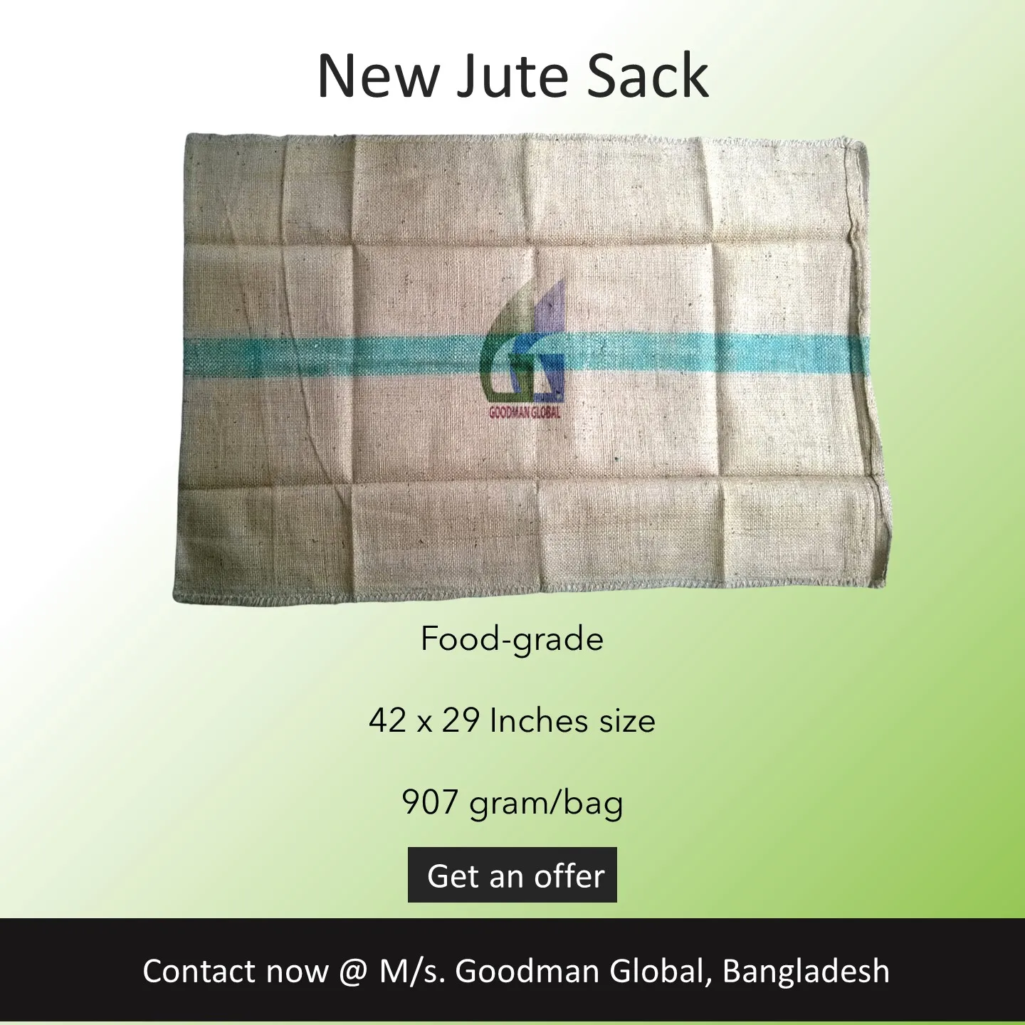 42x29 inch 907g top rated jute bags for agricultural packing food grade burlap sacks wholesale Goodman Global Bangladesh