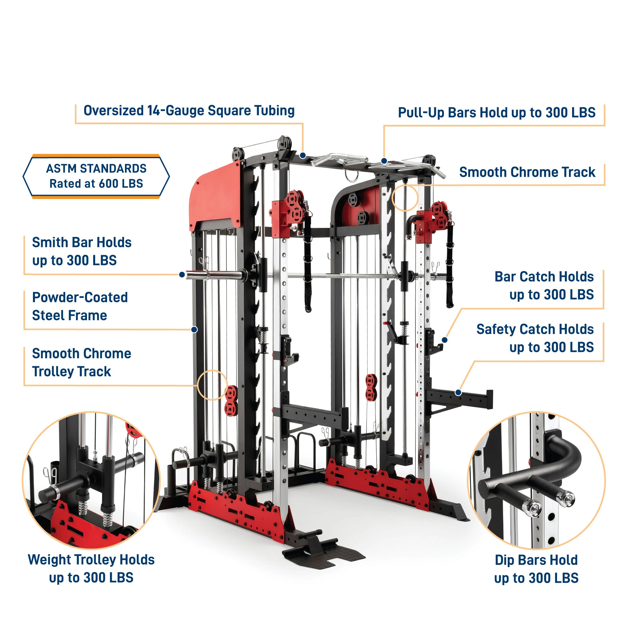 Gym Equipment Multi-function Rack Smith Machine Power Cage For Body Building