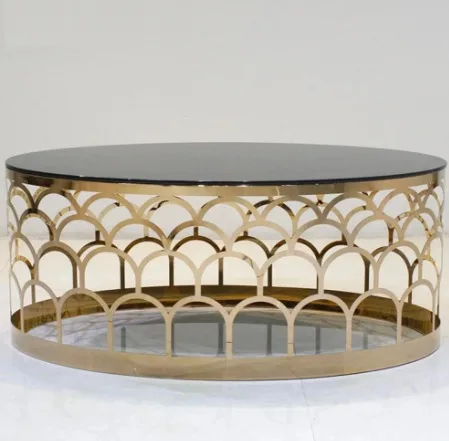 fashion square round stainless steel aluminium coffee table living room minimalist luxury marble coffee tables