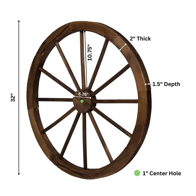 Rustic Firwood Wagon Wheel Handcrafted Decorative Antique Style for Garden and Home Drcor Authentic Vintage Look