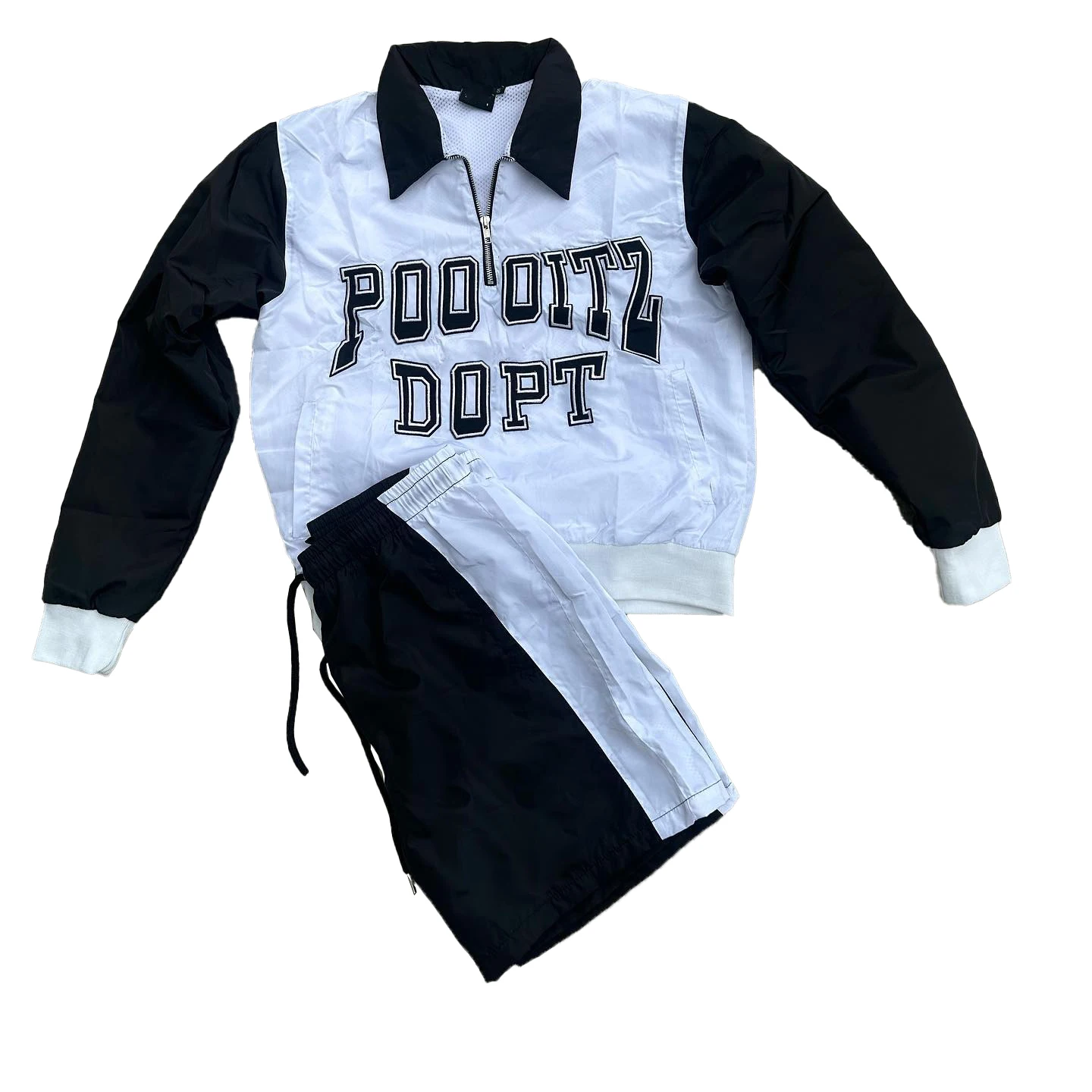 custom summer zip up printing sports 100% nylon windbreaker tracksuit hoodies and shorts set for men