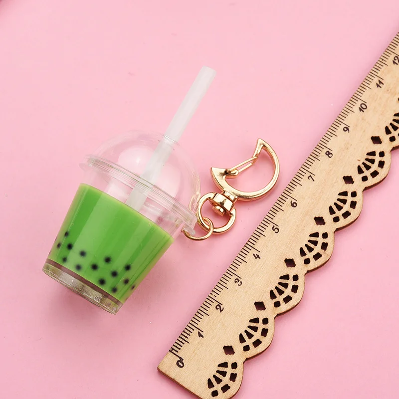 Selling hot Cheap Cute Bubble Tea Keychain Mini Pearl Milk Boba Tea Keychain Popular Acrylic Pendant Charms