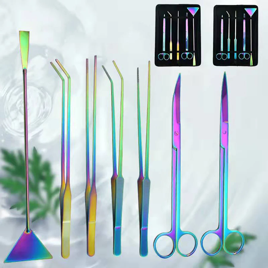 Aquarium Tools Set Plants Tweezers And Scissors Grass Stainless Steel Cleaning Tools Plants Fish Tank Accessories