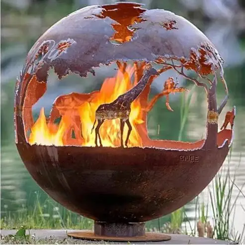 custom corten steel fire ball garden fire ball & fire pit outdoor