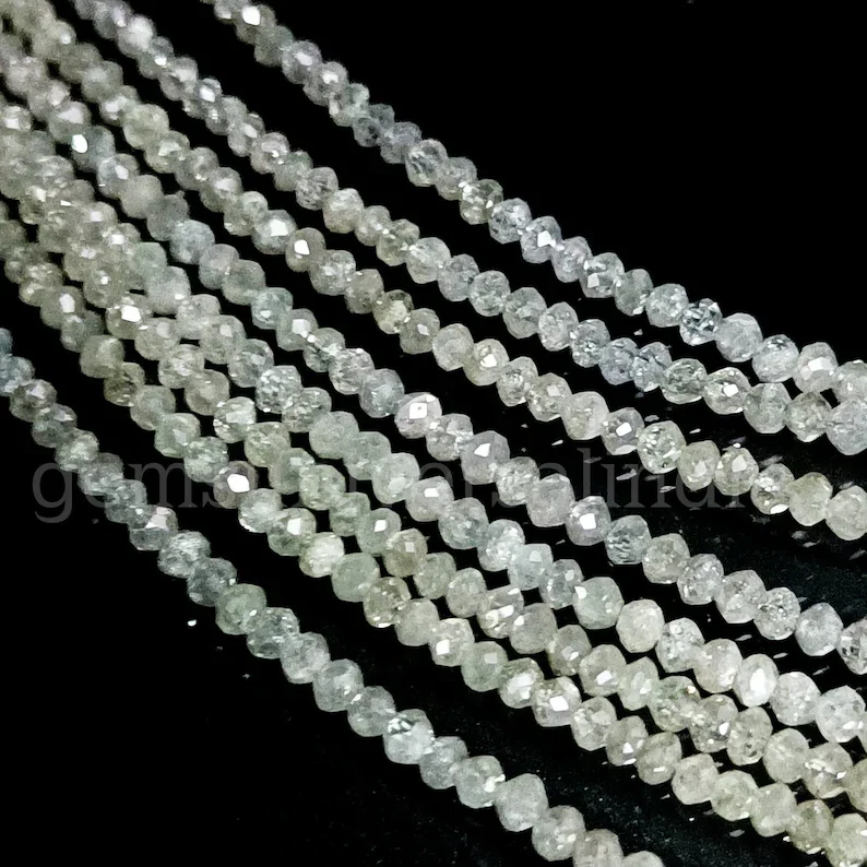 Topmost Quality Grey Diamond Faceted Rondelle Beads Diamond Beads Natural Loose Diamond Rondelle Beads Diamond Strand