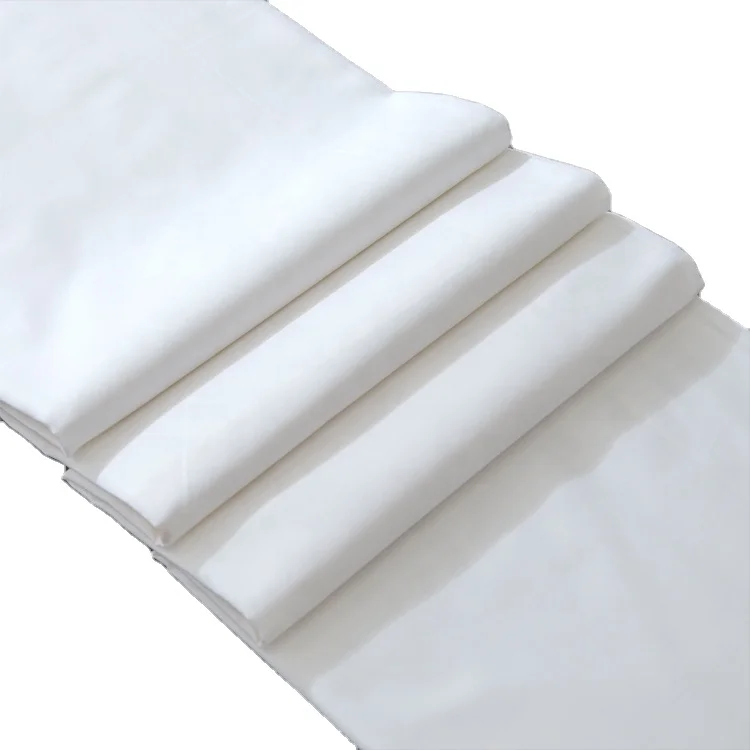 300TC Premium Plain 100% Cotton Satin White hotel bedsheet fabric in roll for making Bed Sheets Bed Lines