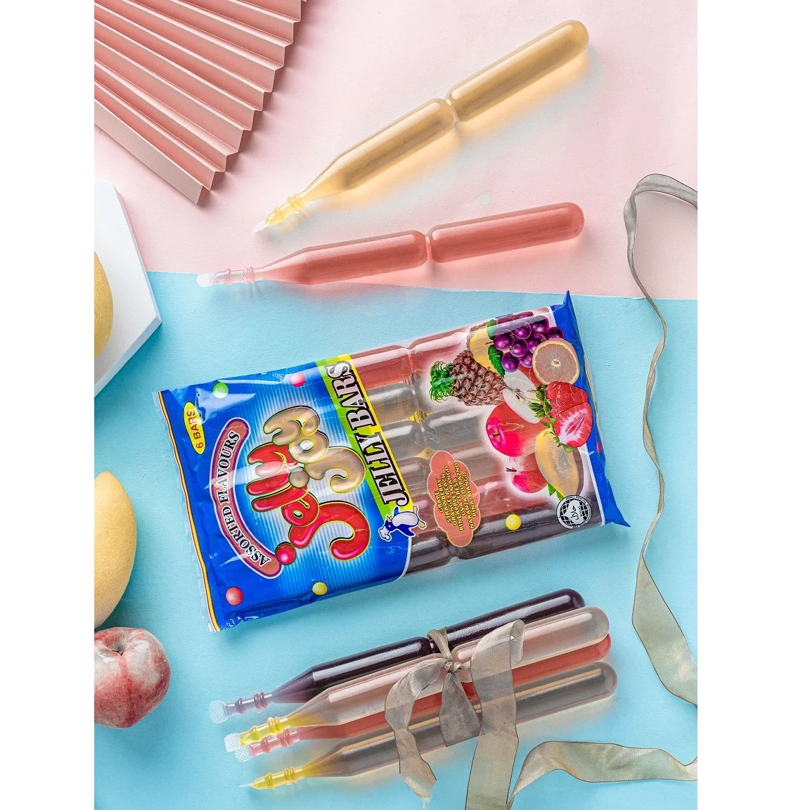 Singapore Pudding Low-Carb Children Snack Pouch Bulk Fruity Dessert Drink Jelly Joy Jelly Bars Stick 85gm x 6 Bars x 20 Bags